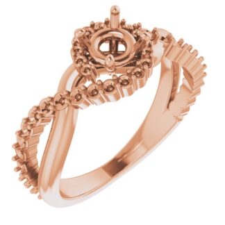18K Rose 5.2 mm Round Engagement Ring Mounting
