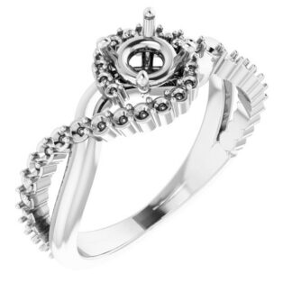 14K X1 White 5.2 mm Round Engagement Ring Mounting
