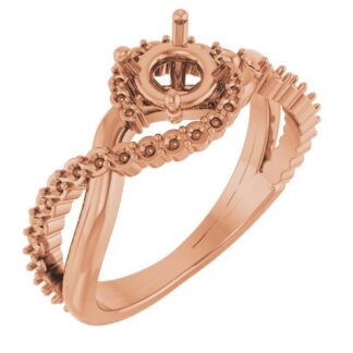 18K Rose 5.8 mm Round Engagement Ring Mounting