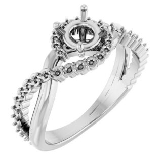 14K X1 White 5.8 mm Round Engagement Ring Mounting