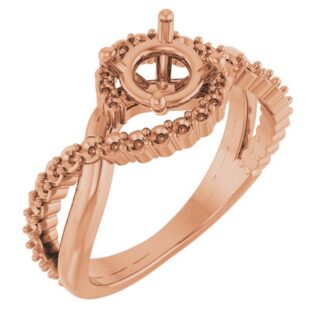 18K Rose 6.5 mm Round Engagement Ring Mounting