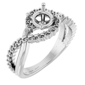 14K X1 White 6.5 mm Round Engagement Ring Mounting