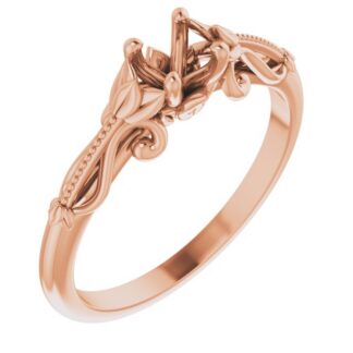 18K Rose 4.1 mm Round Sculptural-Inspired Engagement Ring Mounting