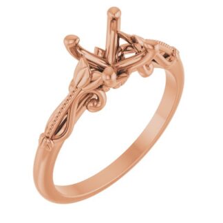 18K Rose 7 mm Round Sculptural-Inspired Engagement Ring Mounting