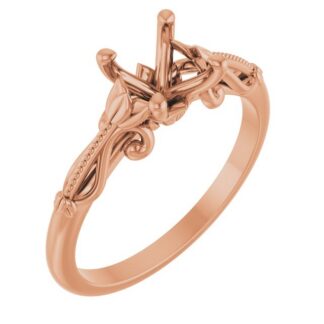 18K Rose 8x6 mm Oval Sculptural-Inspired Engagement Ring Mounting