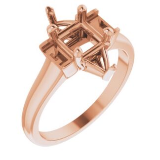 18K Rose 5x5 mm Square Accented Engagement Ring Mounting