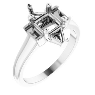 14K X1 White 5x5 mm Square Accented Engagement Ring Mounting