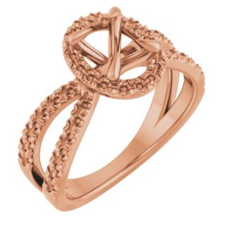 18K Rose 8x6 mm Oval French-Set Engagement Ring Mounting