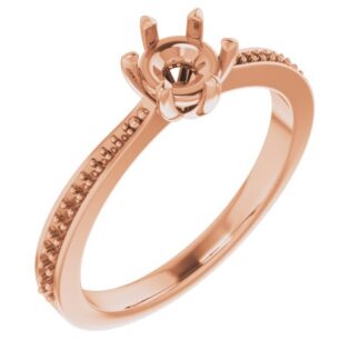 18K Rose 5.2 mm Round Accented Engagement Ring Mounting
