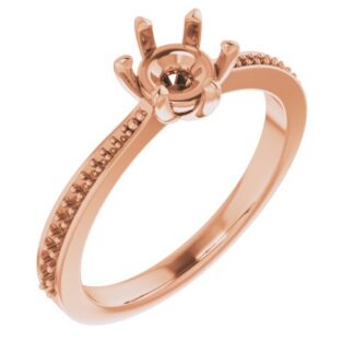 18K Rose 5.8 mm Round Accented Engagement Ring Mounting