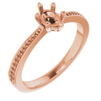 18K Rose 6x4 mm Oval Accented Engagement Ring Mounting