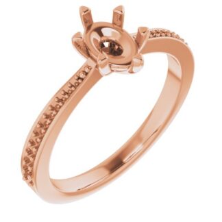 18K Rose 7x5 mm Oval Accented Engagement Ring Mounting