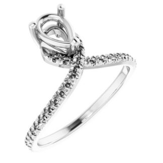 18K White 7x5 mm Pear French-set Engagement Ring Mounting