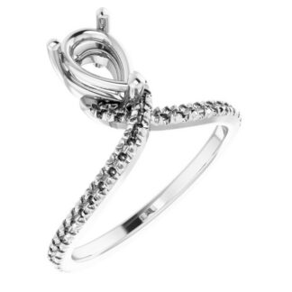 18K White 8x5 mm Pear French-set Engagement Ring Mounting