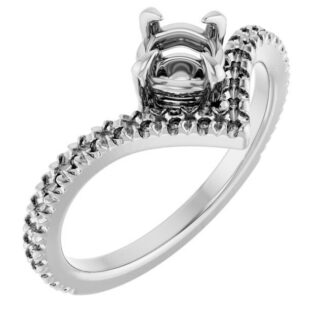 14K X1 White 5.2 mm Round French-set Engagement Ring Mounting