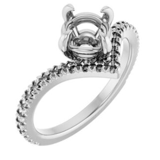 18K White 6.5 mm Round French-set Engagement Ring Mounting