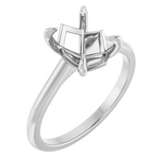 14K X1 White 10x8 mm Oval Solitaire Engagement Ring Mounting